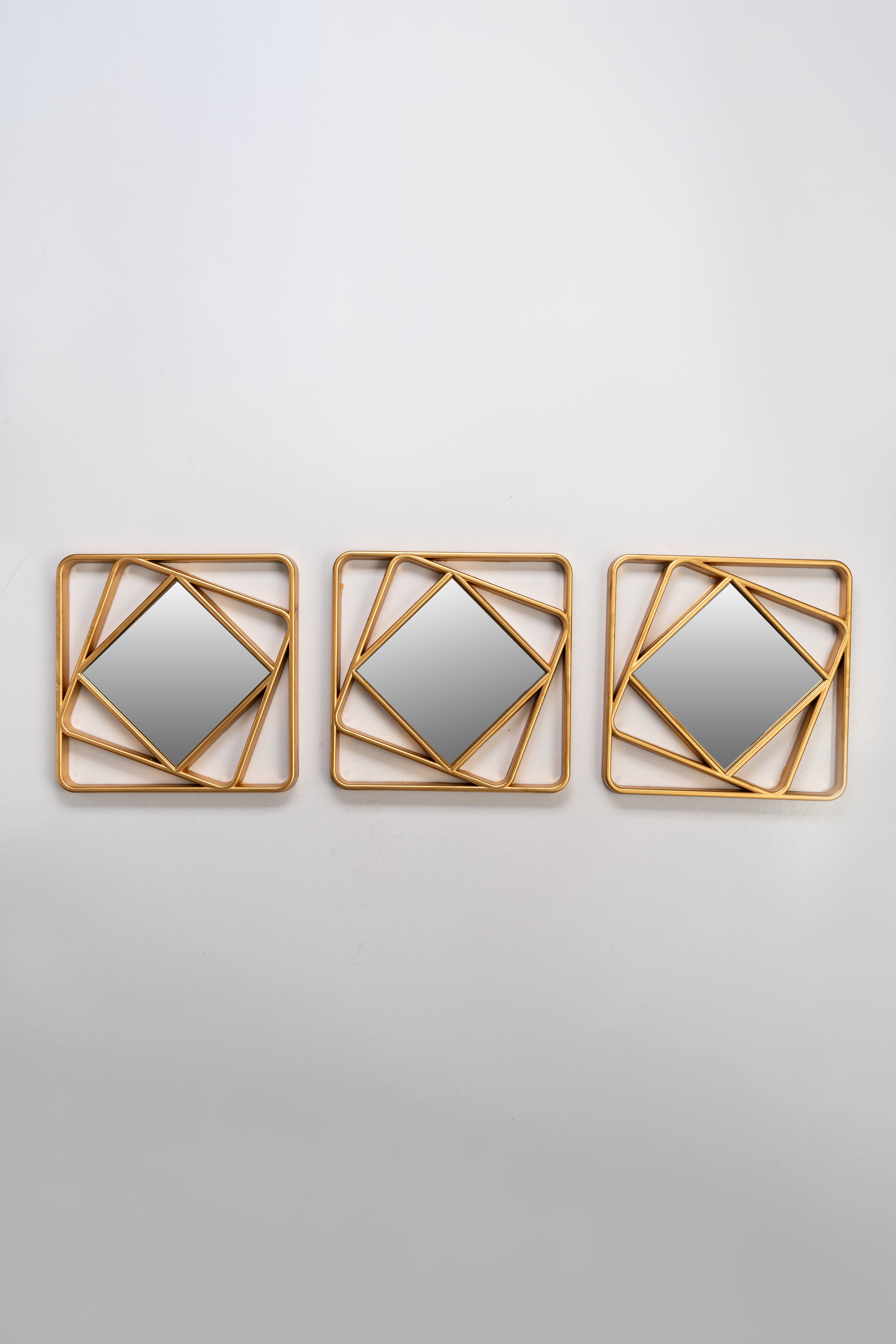 3 Geometric Gold Wall Mirrors-WM2