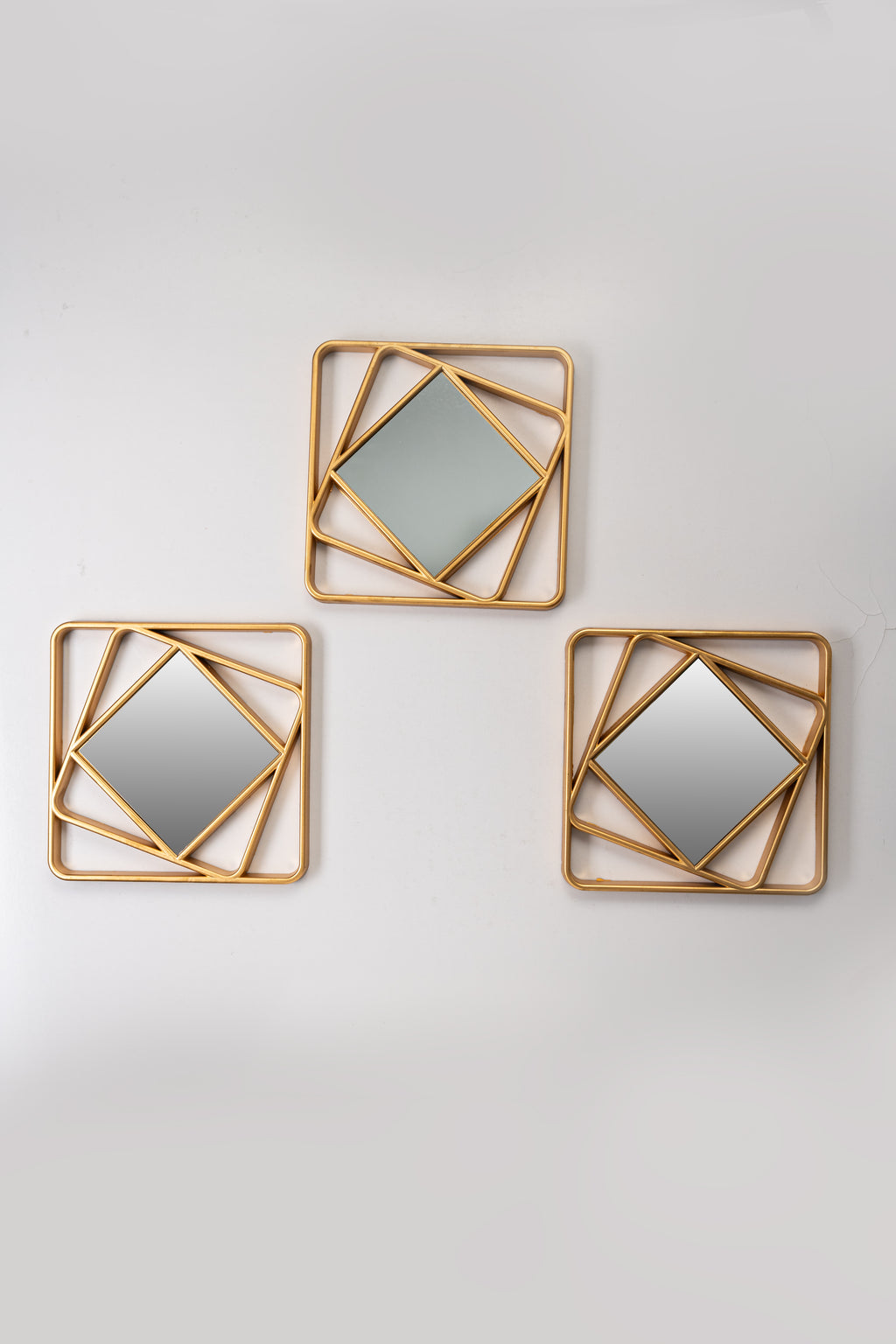 3 Geometric Gold Wall Mirrors-WM2