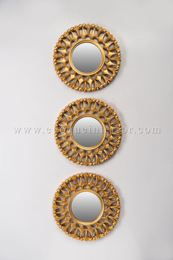 3 Ornate Round Gold Mirrors