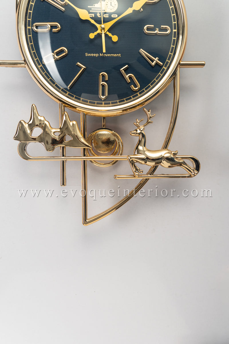 Luxury Blue Reindeer Wall Clock-WC2