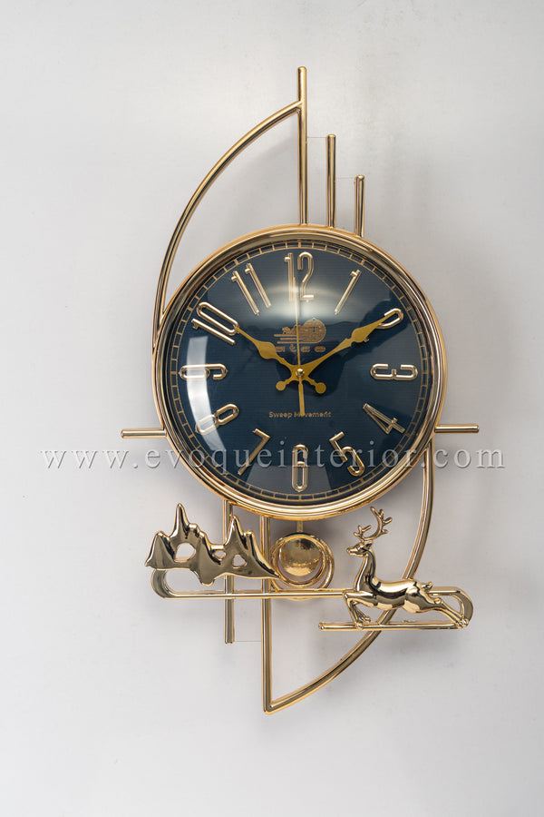 Luxury Blue Reindeer Wall Clock-WC2