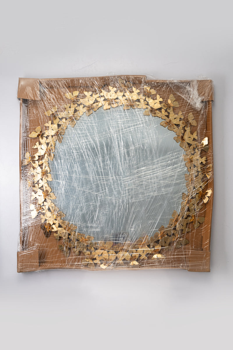 (31x31 Inches) Golden Butterflies Wall Mirror