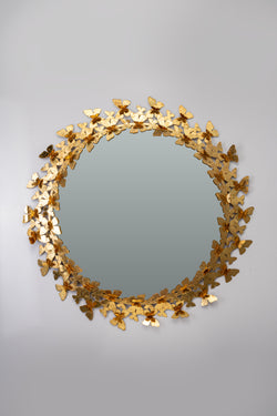 (31x31 Inches) Golden Butterflies Wall Mirror