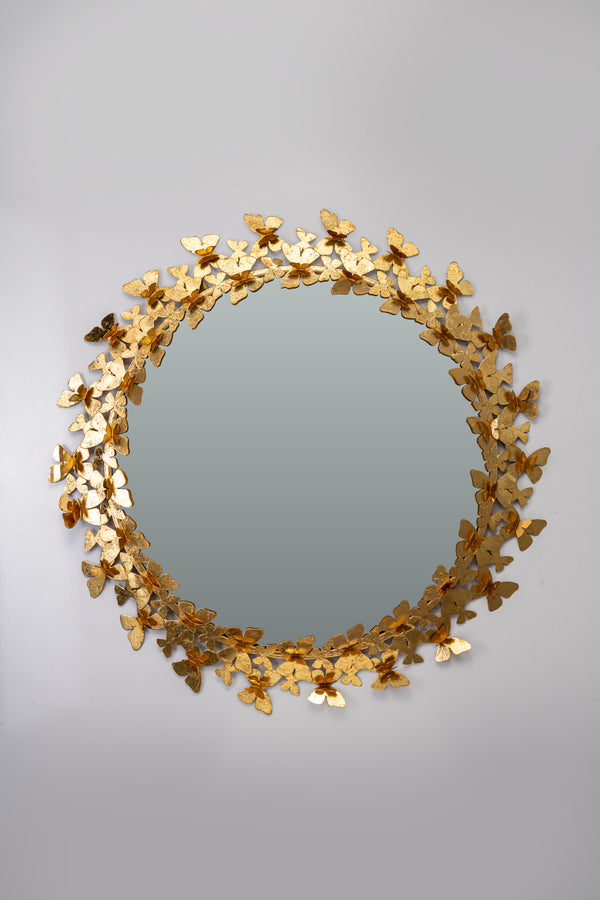 (31x31 Inches) Golden Butterflies Wall Mirror