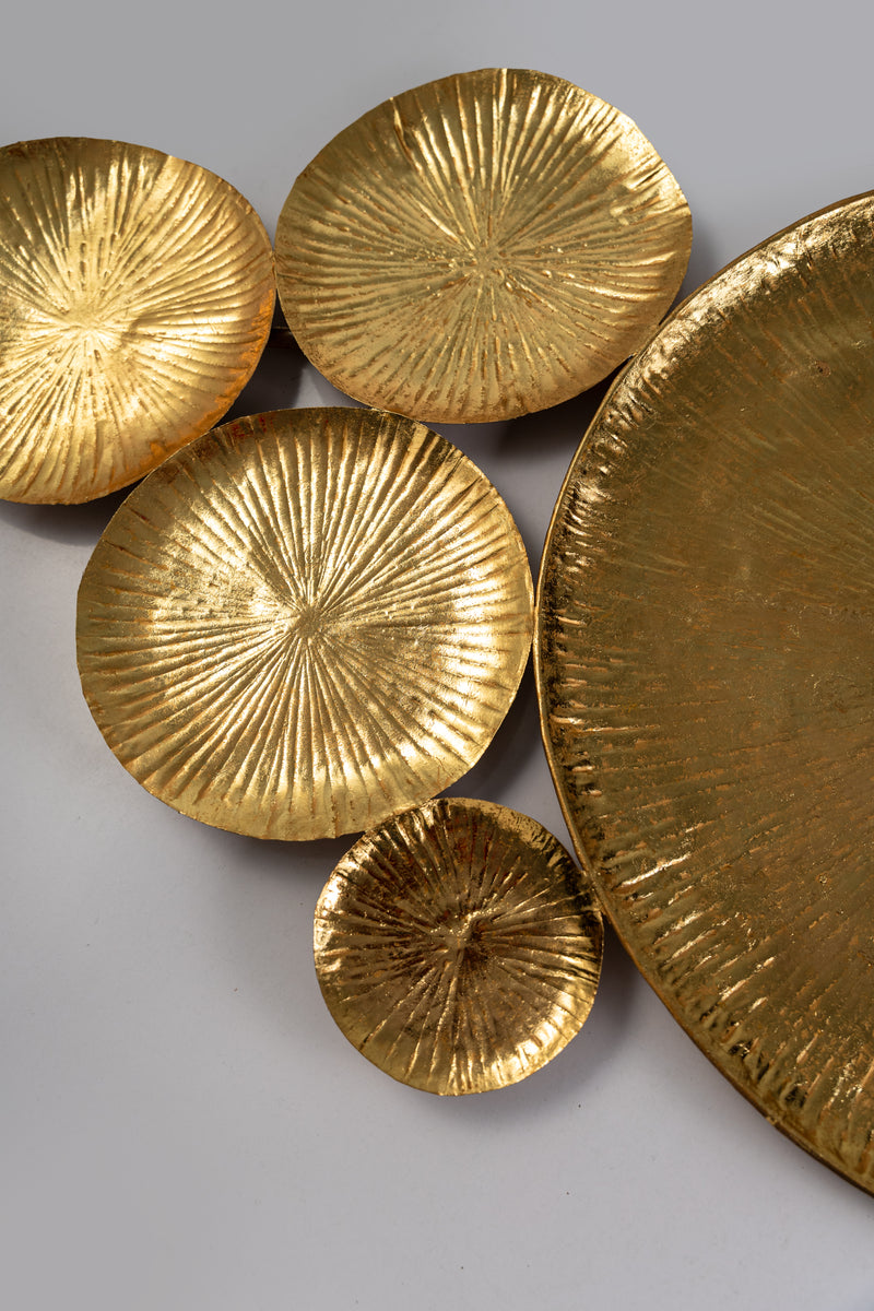 Luxe Golden Metallic Wall Art – Radiant Disc Cluster