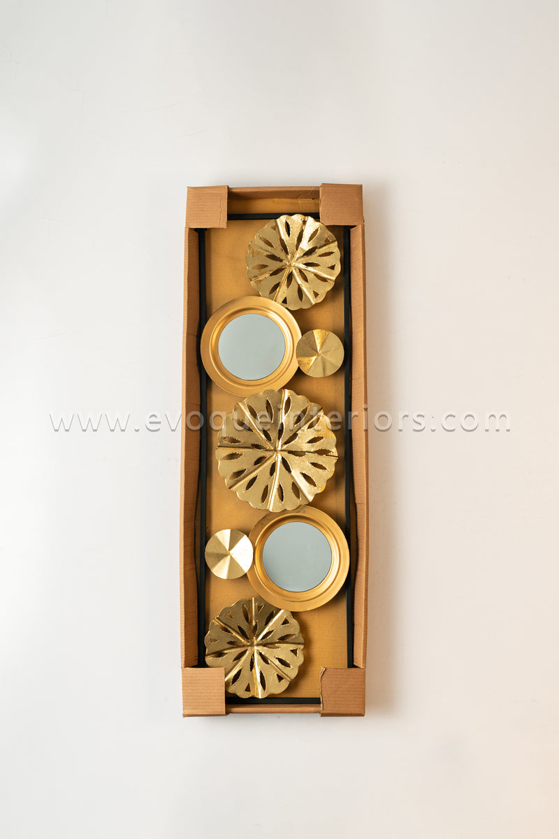 Golden Bloom Mirror Wall Art Panel-WA35