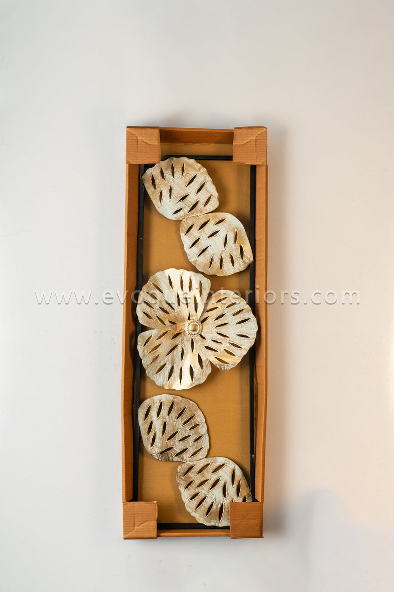 Metallic Leaf & Flower Wall Art Panel-WA31