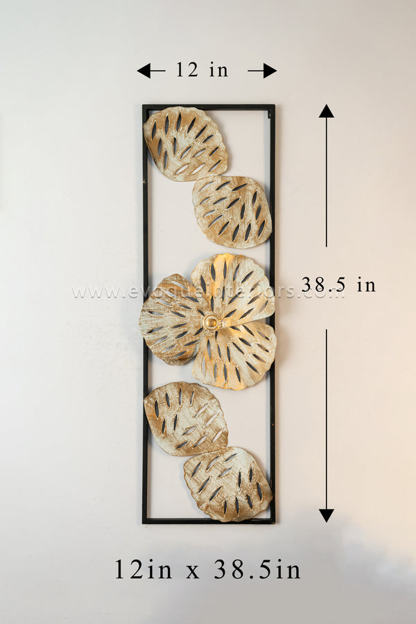 Metallic Leaf & Flower Wall Art Panel-WA31