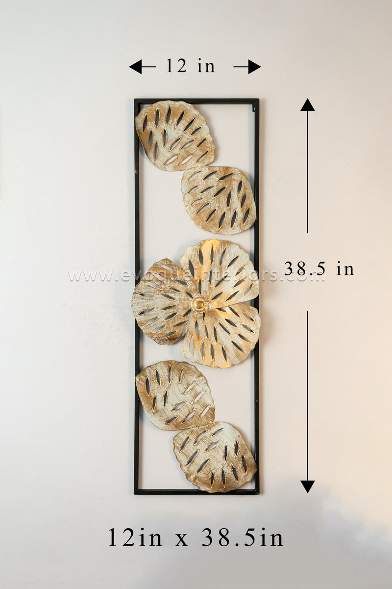 Metallic Leaf & Flower Wall Art Panel-WA31
