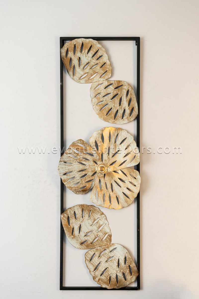 Metallic Leaf & Flower Wall Art Panel-WA31