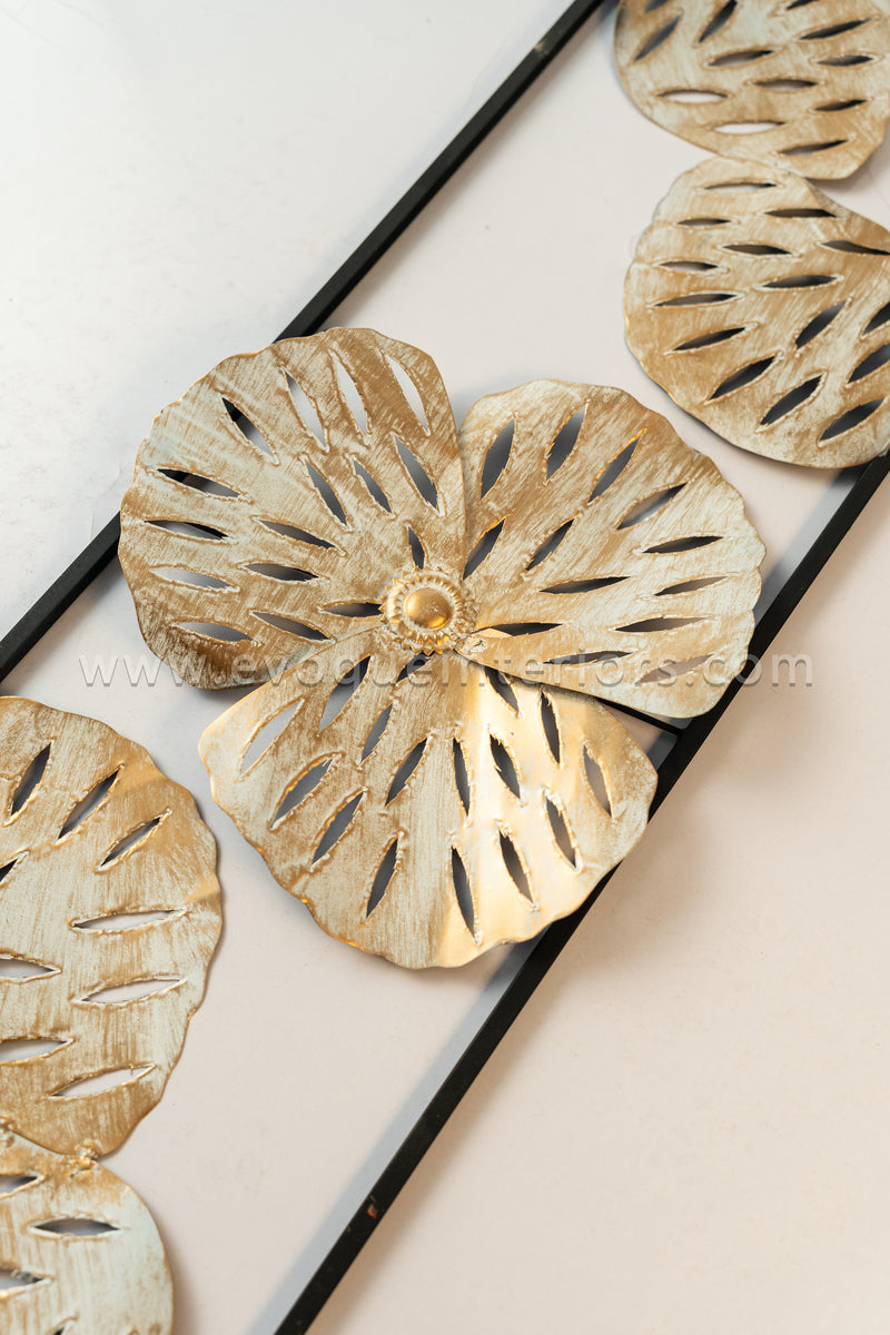Metallic Leaf & Flower Wall Art Panel-WA31