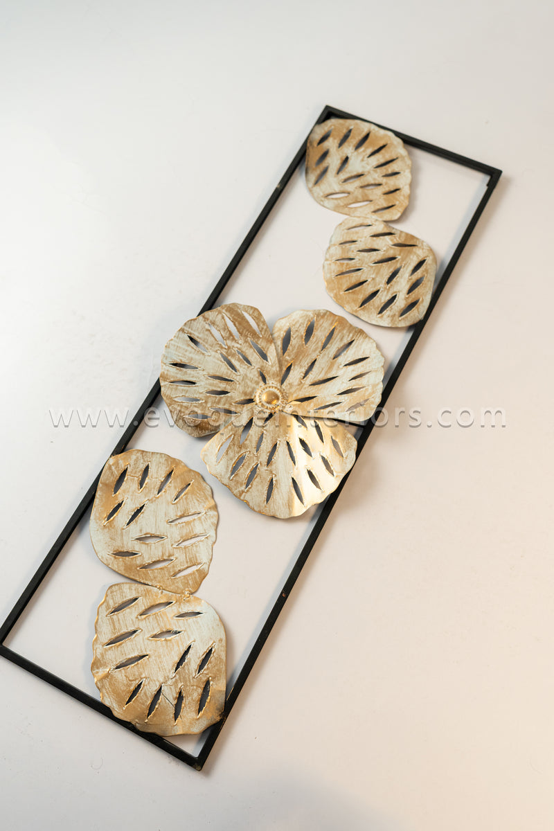 Metallic Leaf & Flower Wall Art Panel-WA31