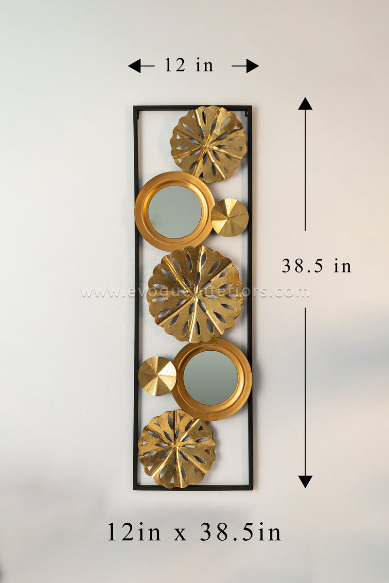 Golden Bloom Mirror Wall Art Panel-WA35