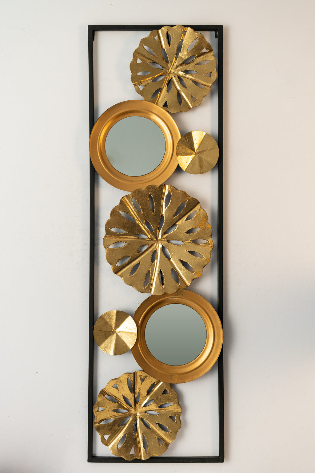 Golden Bloom Mirror Wall Art Panel-WA35