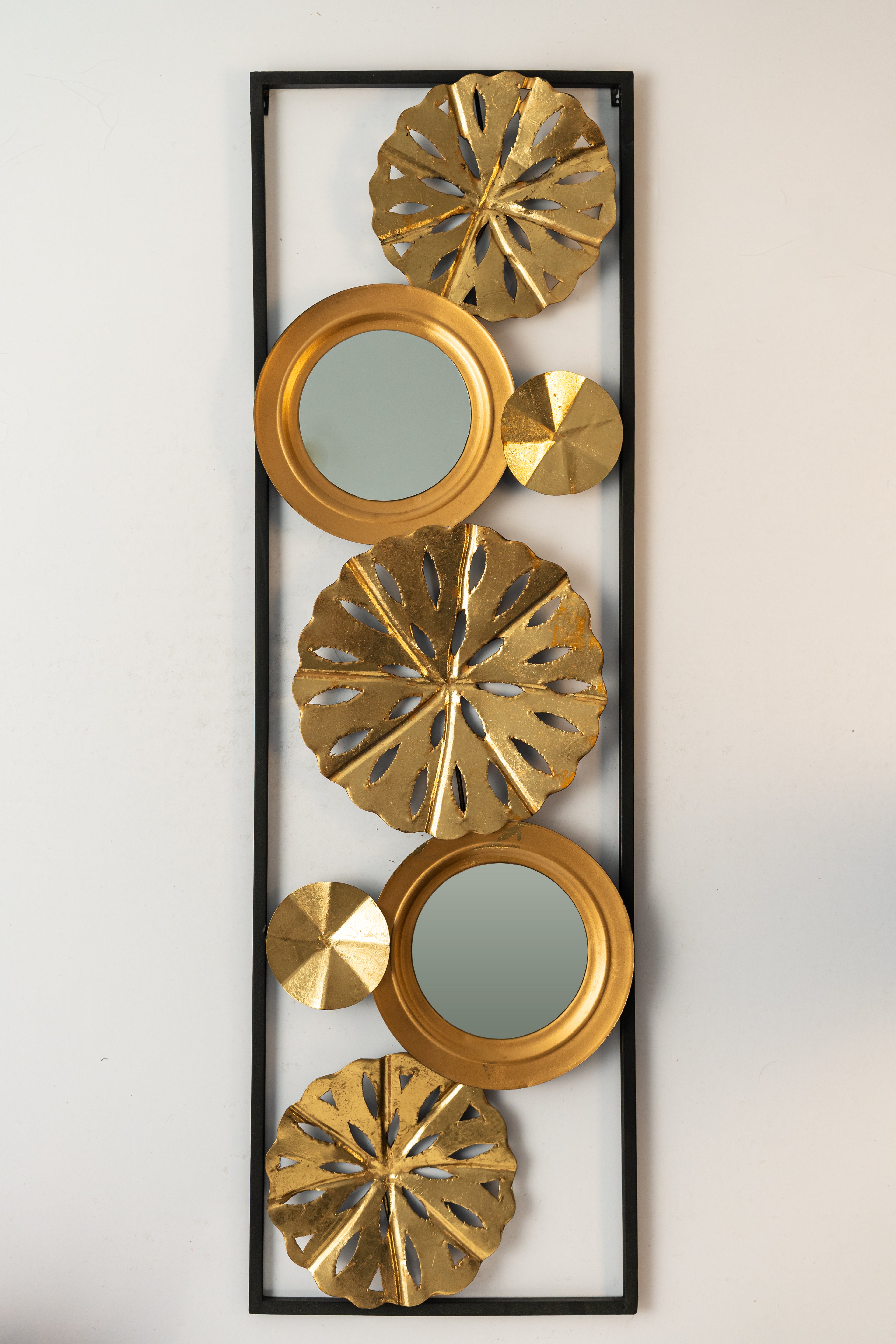 Golden Bloom Mirror Wall Art Panel-WA35