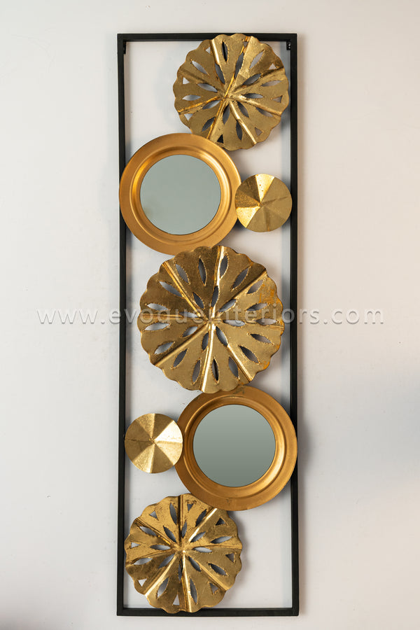 Golden Bloom Mirror Wall Art Panel-WA35