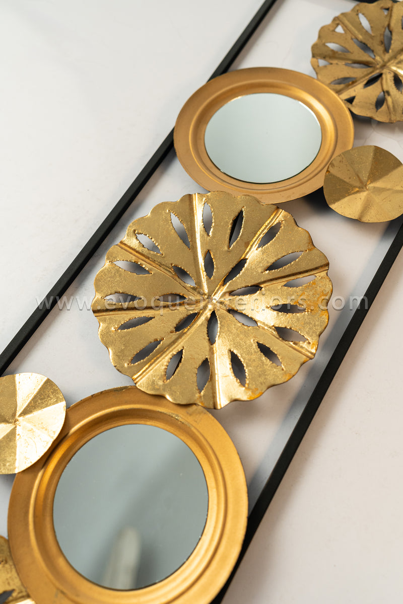 Golden Bloom Mirror Wall Art Panel-WA35