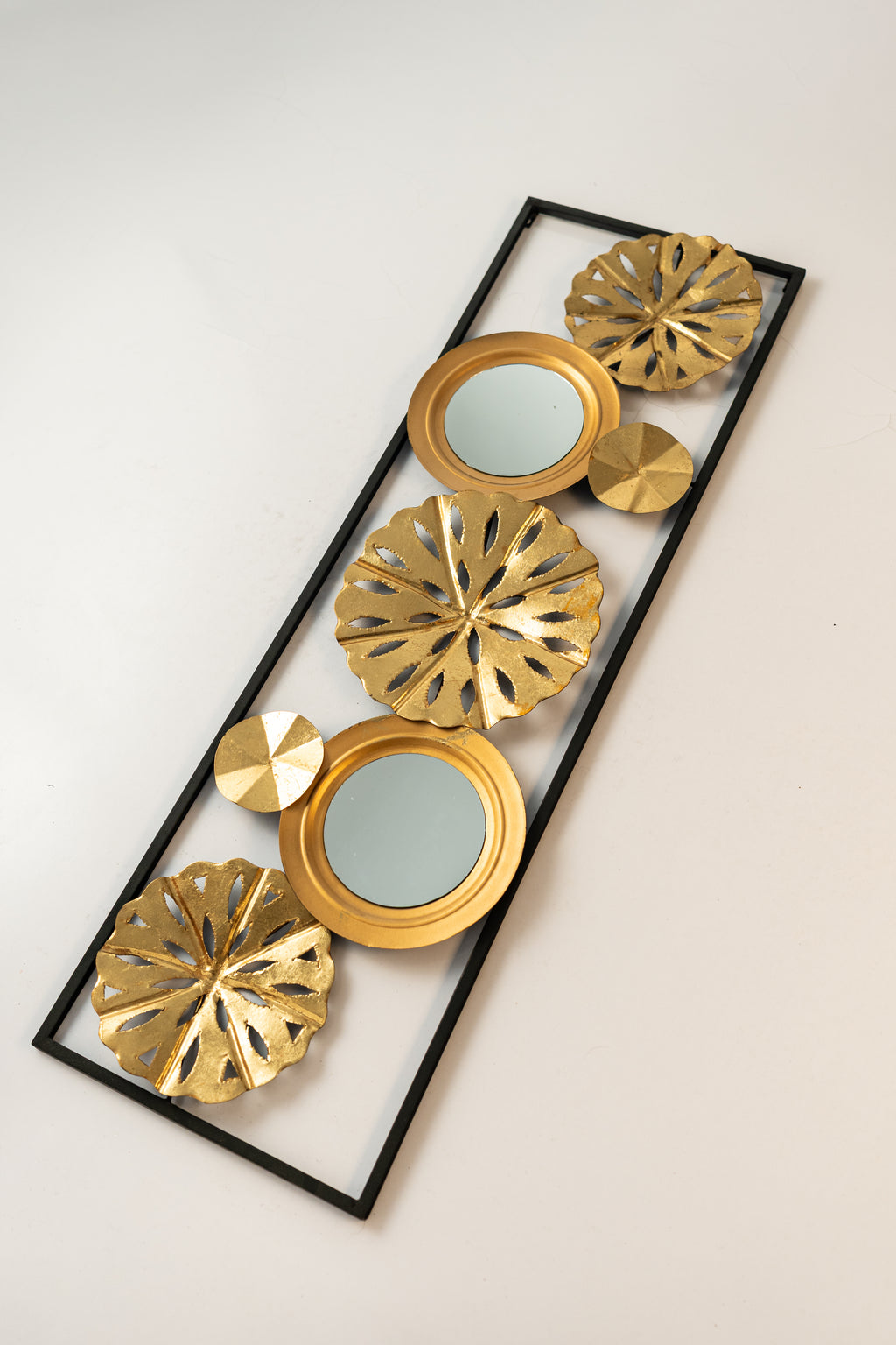 Golden Bloom Mirror Wall Art Panel-WA35