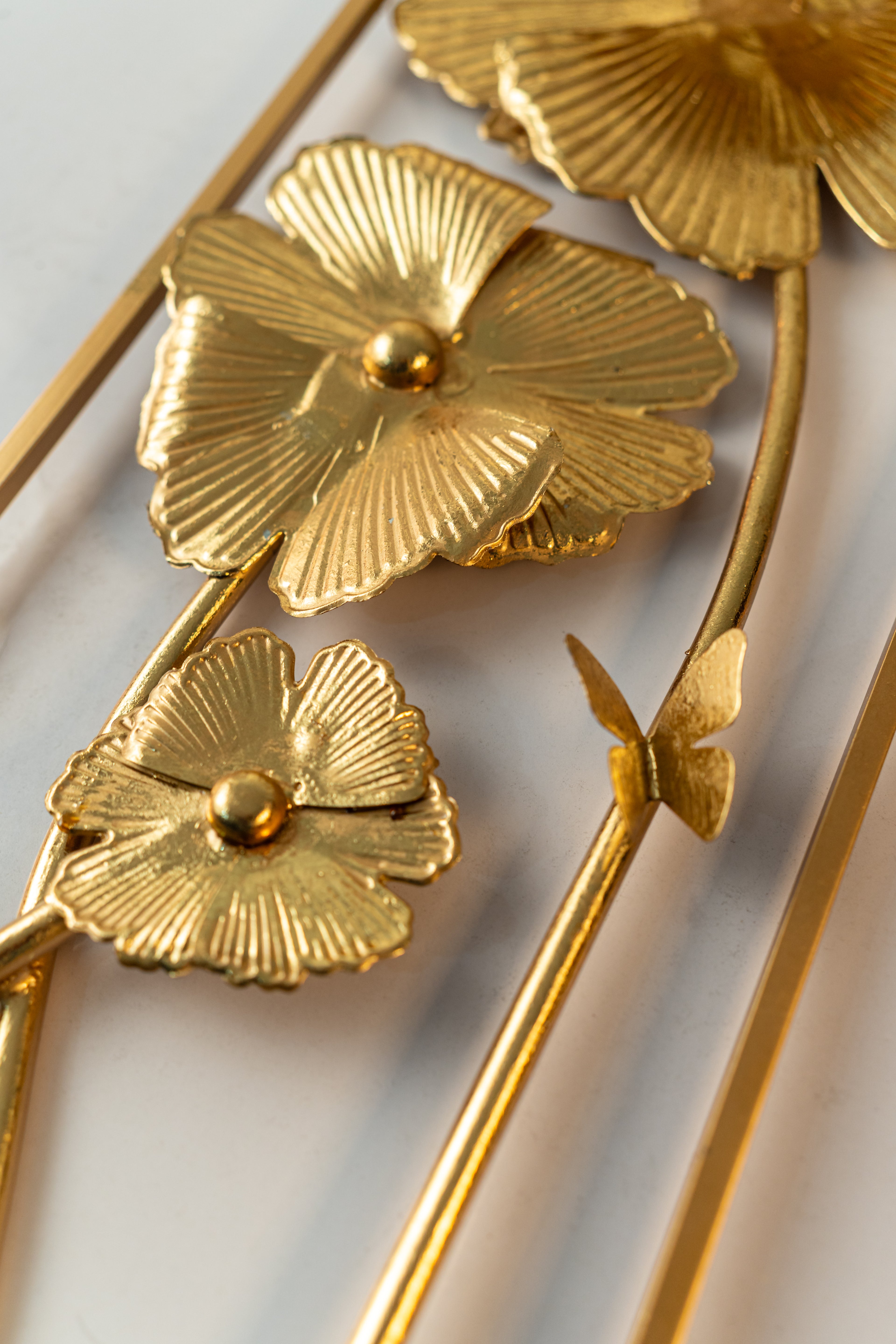 Gold Floral Metal Wall Art Panel-WA41