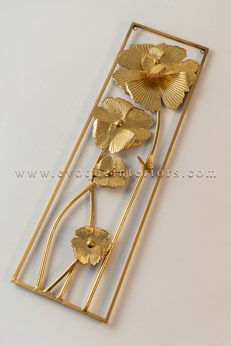 Gold Floral Metal Wall Art Panel-WA41