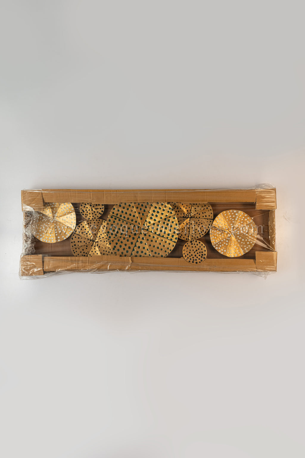 Solar Bloom Metal Wall Art – Perforated Gold Disc Cluster-WA47