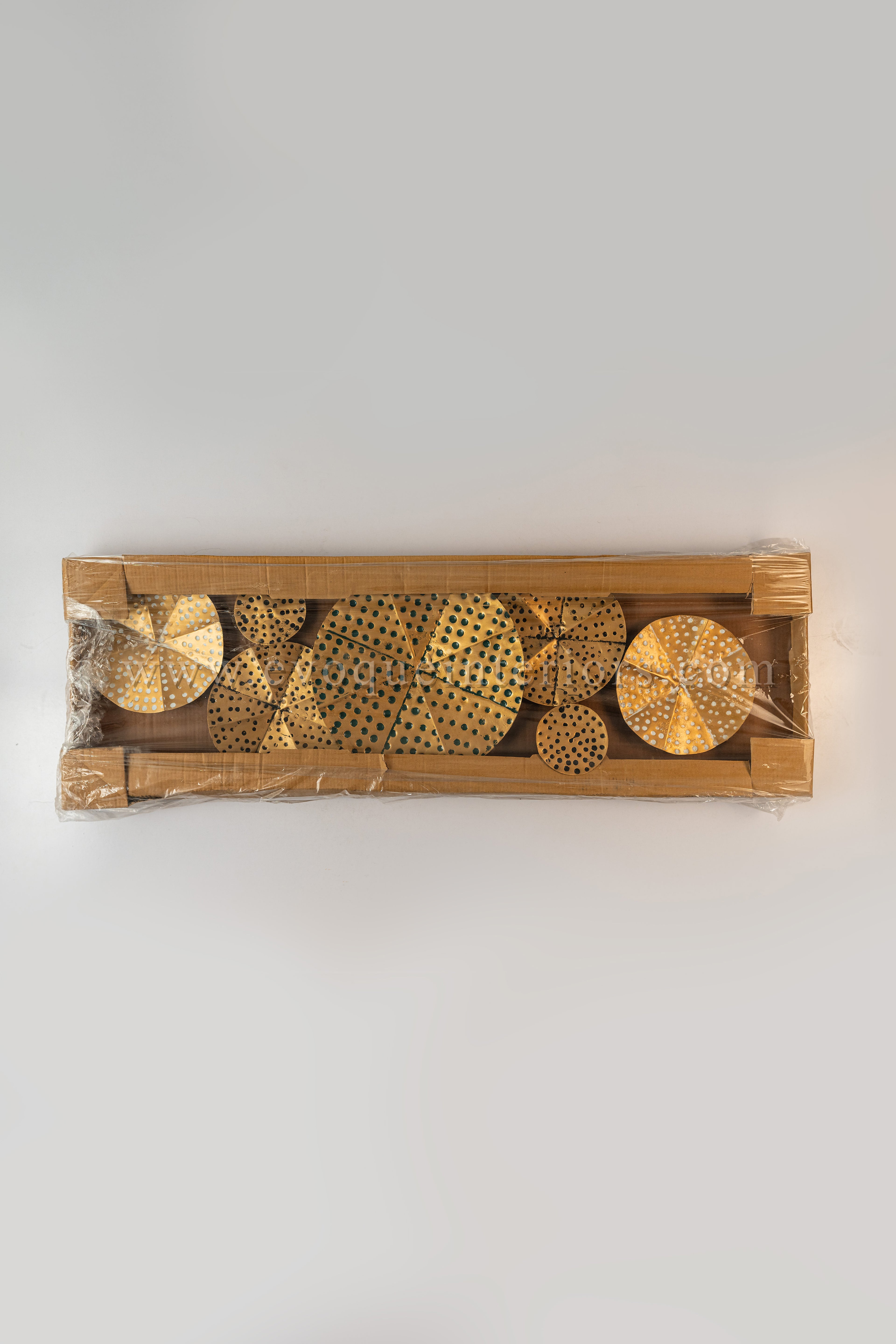 Solar Bloom Metal Wall Art – Perforated Gold Disc Cluster-WA47