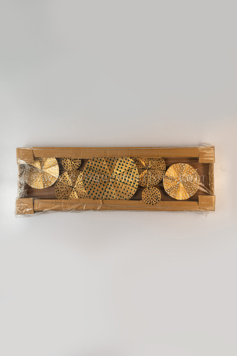 Solar Bloom Metal Wall Art – Perforated Gold Disc Cluster-WA47