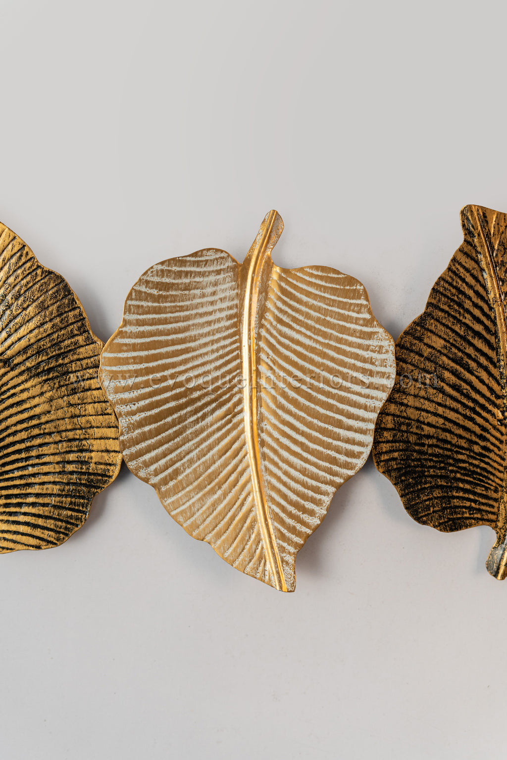 Golden Harmony Leaf Wall Art – Metallic Finish-WA46