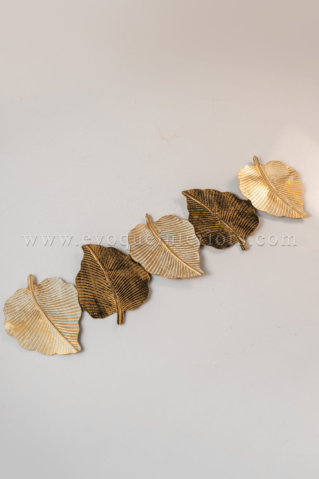 Golden Harmony Leaf Wall Art – Metallic Finish-WA46
