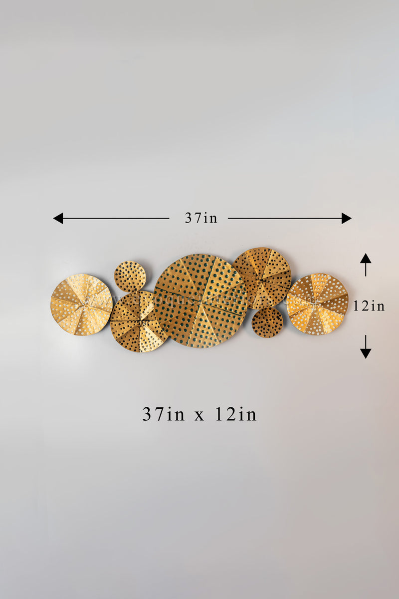 Solar Bloom Metal Wall Art – Perforated Gold Disc Cluster-WA47