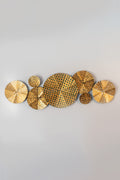 Solar Bloom Metal Wall Art – Perforated Gold Disc Cluster-WA47