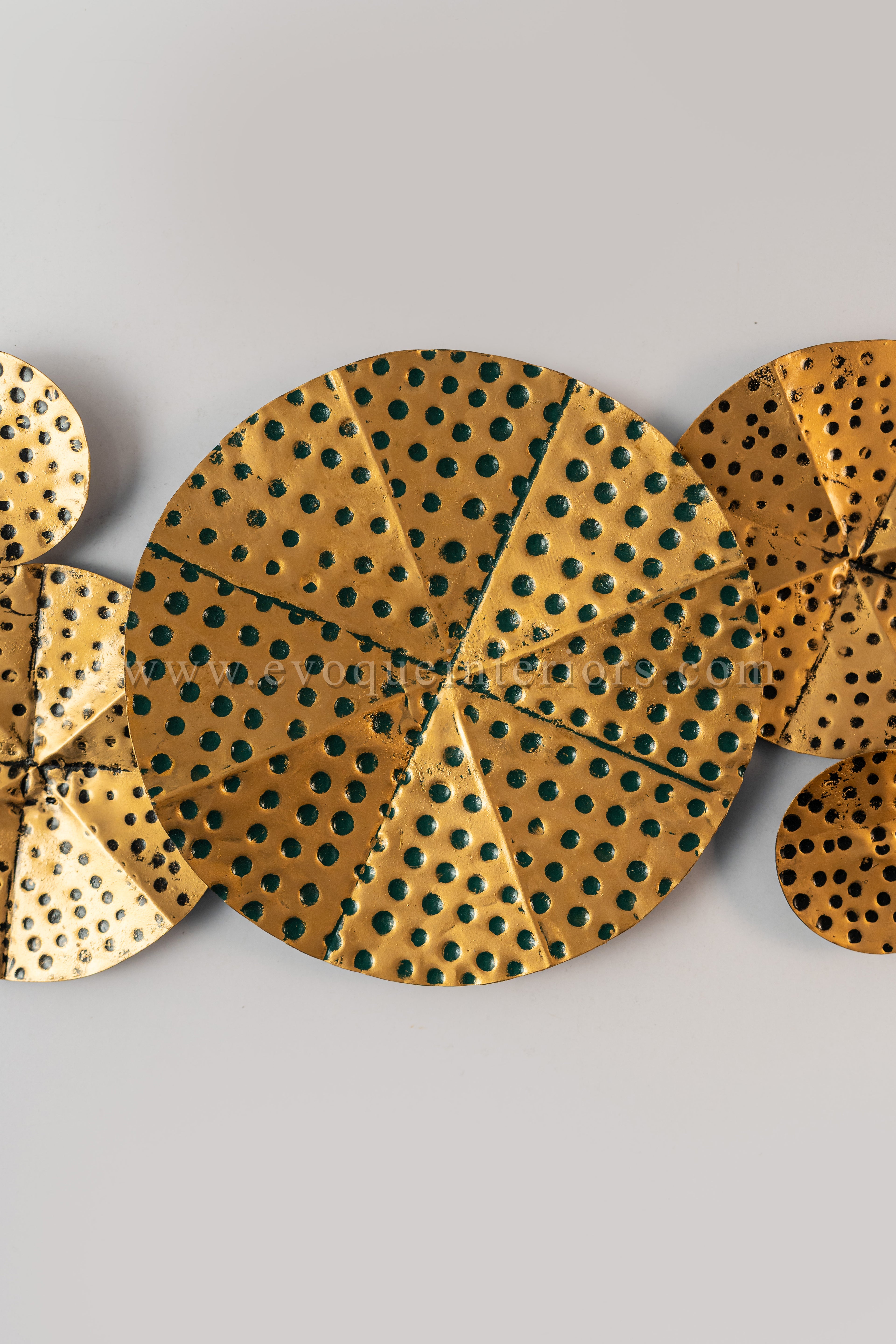 Solar Bloom Metal Wall Art – Perforated Gold Disc Cluster-WA47