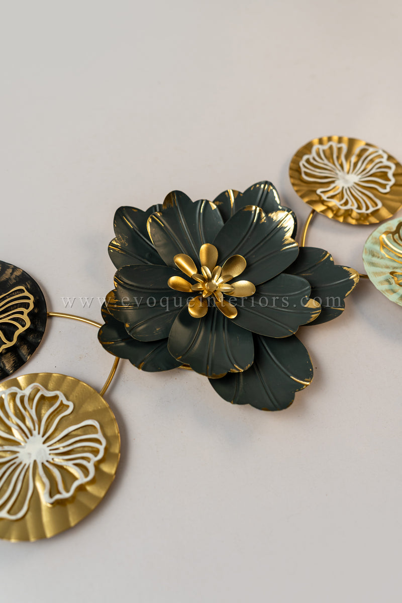 Modern Metallic Floral Wall Art – Multi-Tone Decorative Piece
