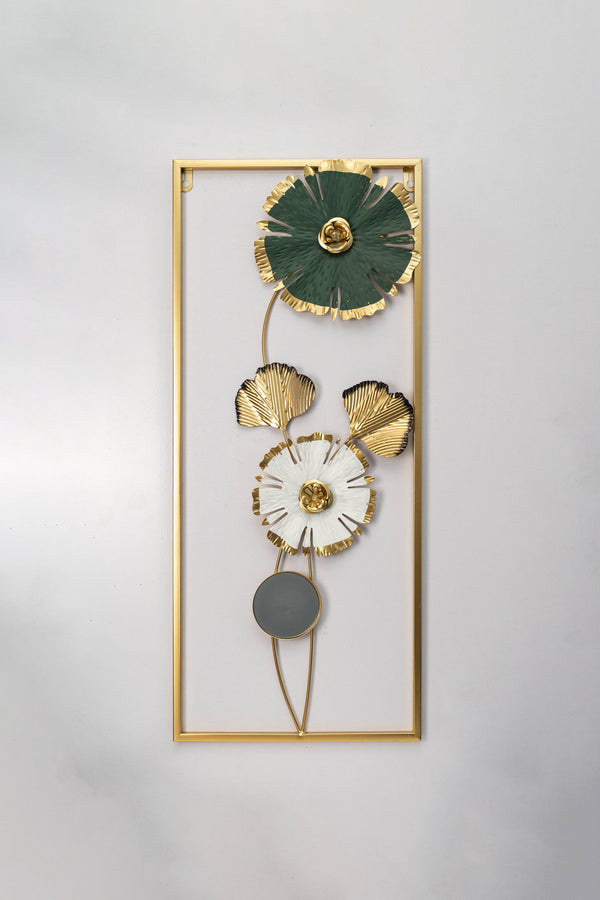 (27x12 INCHES) Premium Quality Metal Flower Frame Art-(F11) Elegant Decorative Wall