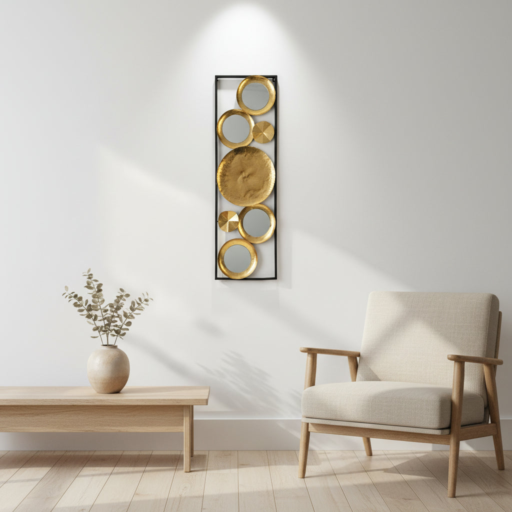 Geometric Gold Mirror Wall Art-WA34