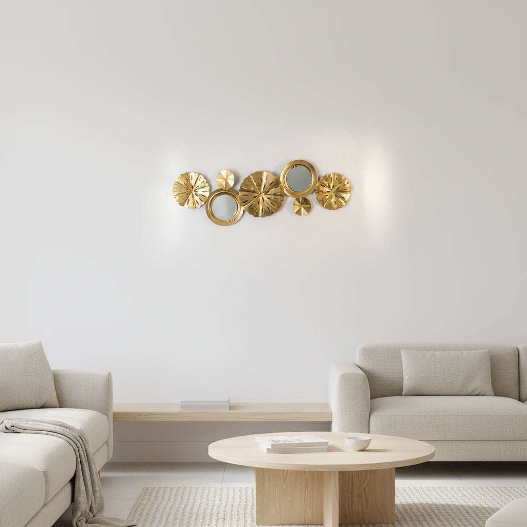 Golden Radiance Wall Art with Mirrors-WA44
