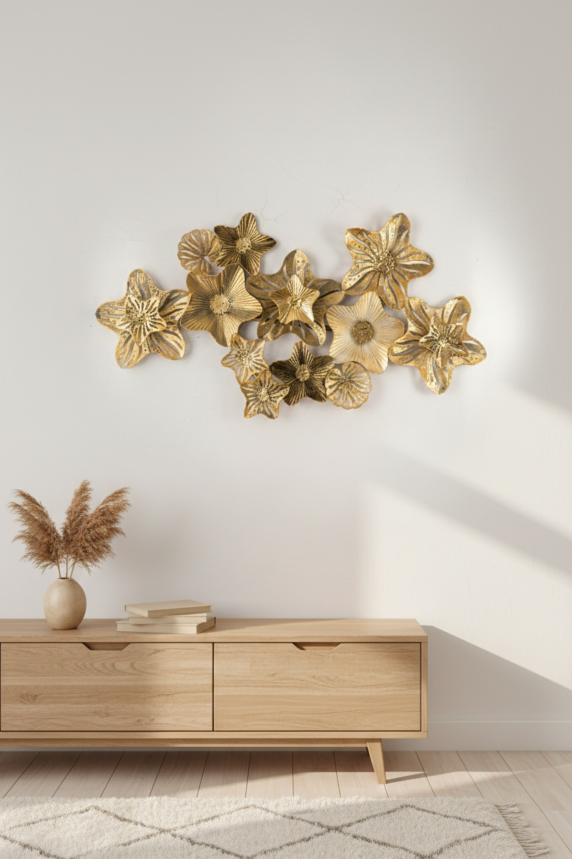 Aurevia Floral Gold Wall Art (45" x 24")-WA53
