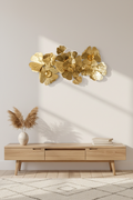 Golden Bloom Metal Wall Art Sculpture – Handcrafted Floral Design (45" x 24")-WA52