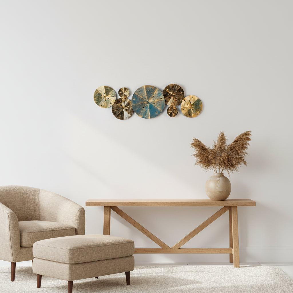 Rustic Modern Metallic Disc Wall Art-WA43