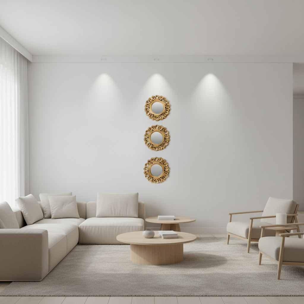 3 Baroque Style Gold Wall Mirrors-WM4