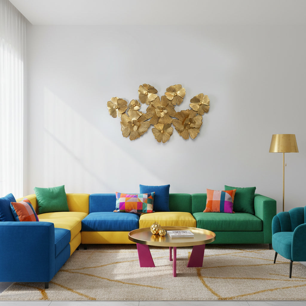 Golden Floral Metal Wall Art-WA3