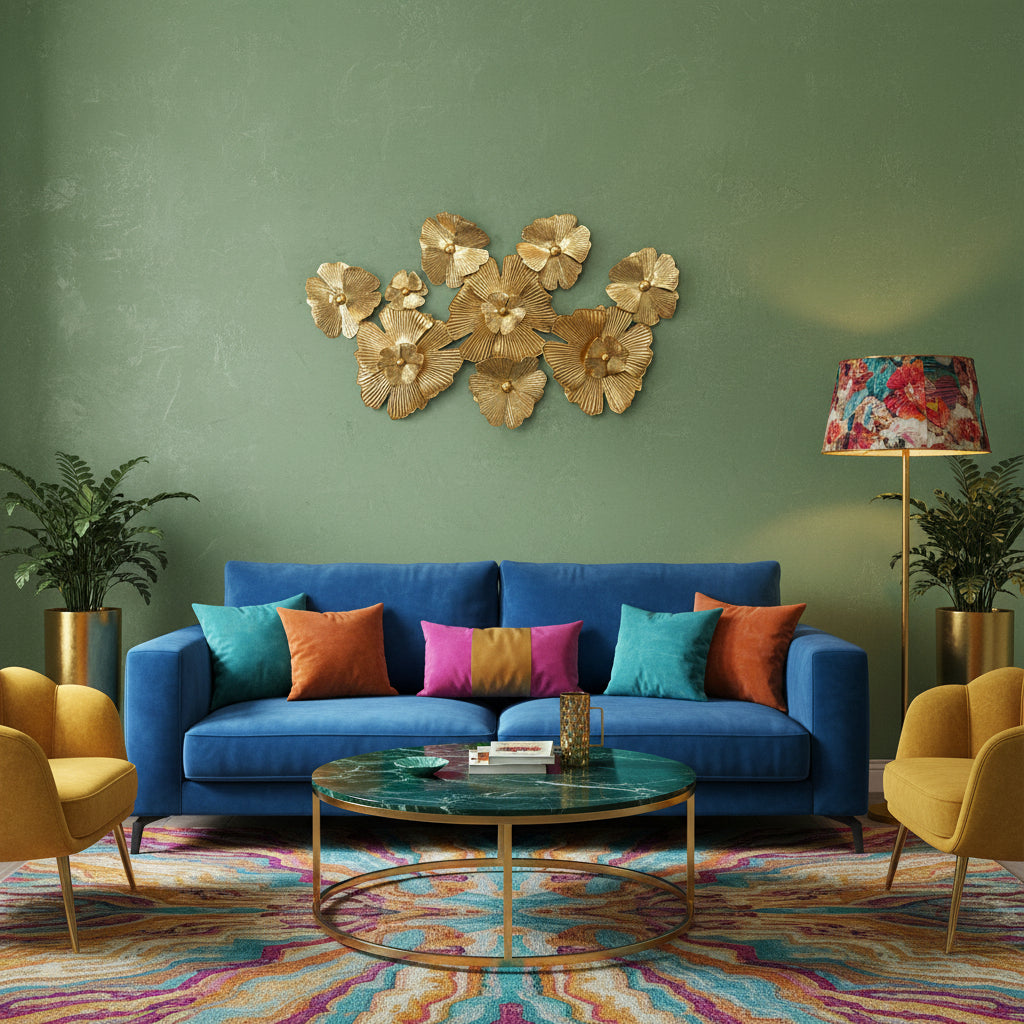 Golden Floral Metal Wall Art-WA3