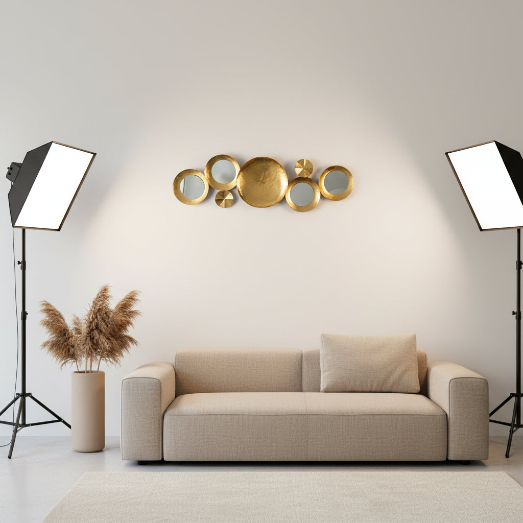 Aurora Cluster Wall Mirror – Antique Gold Finish-WA45