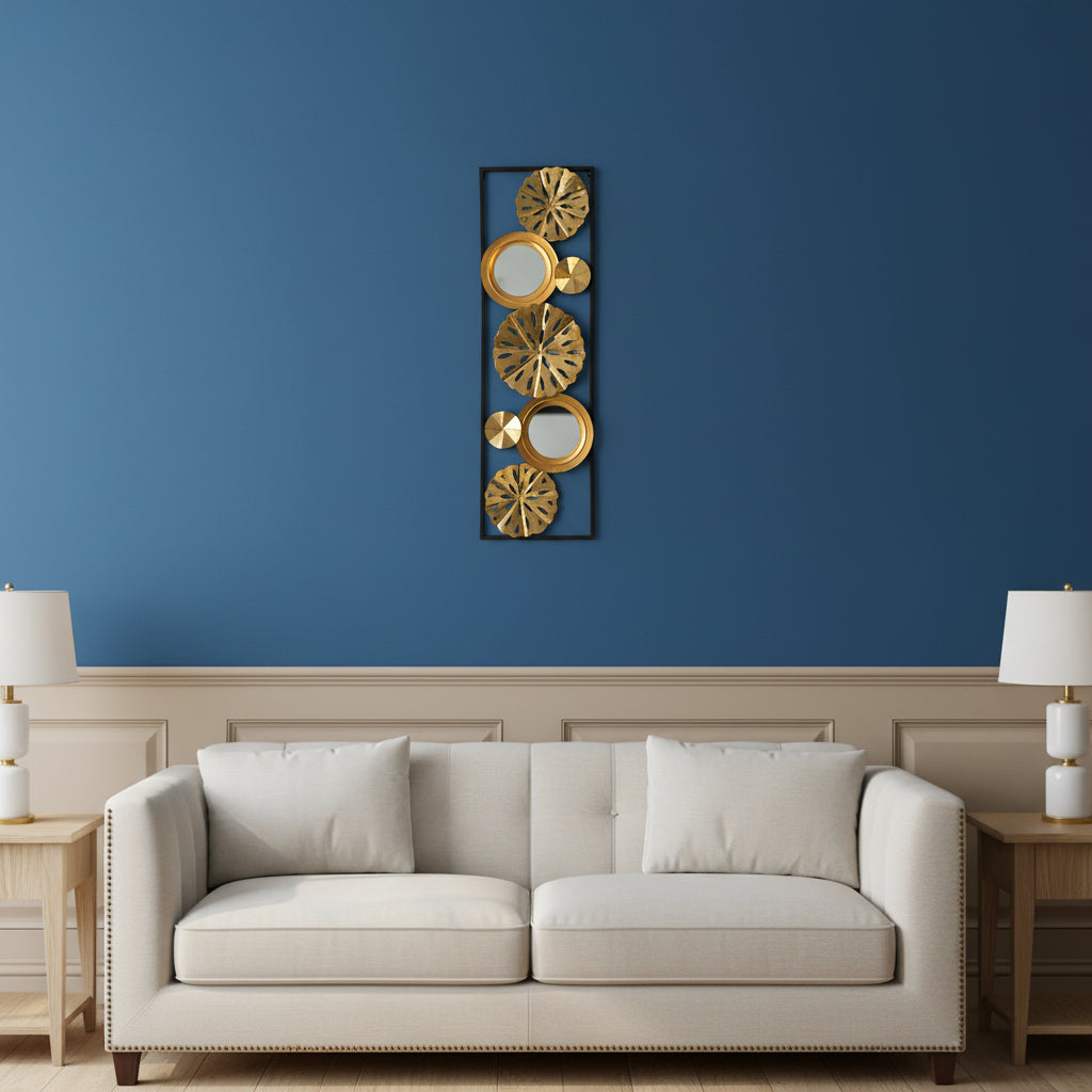 Golden Bloom Mirror Wall Art Panel-WA35