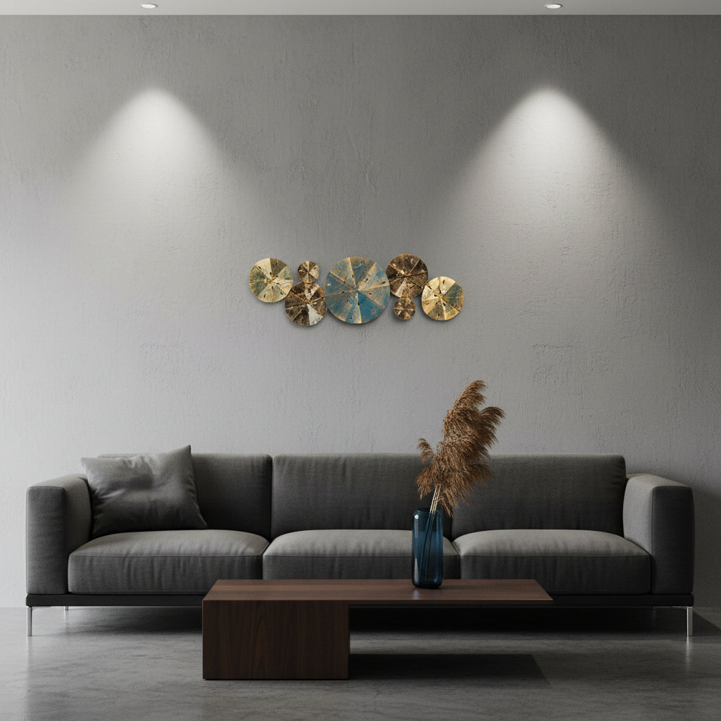 Rustic Modern Metallic Disc Wall Art-WA43