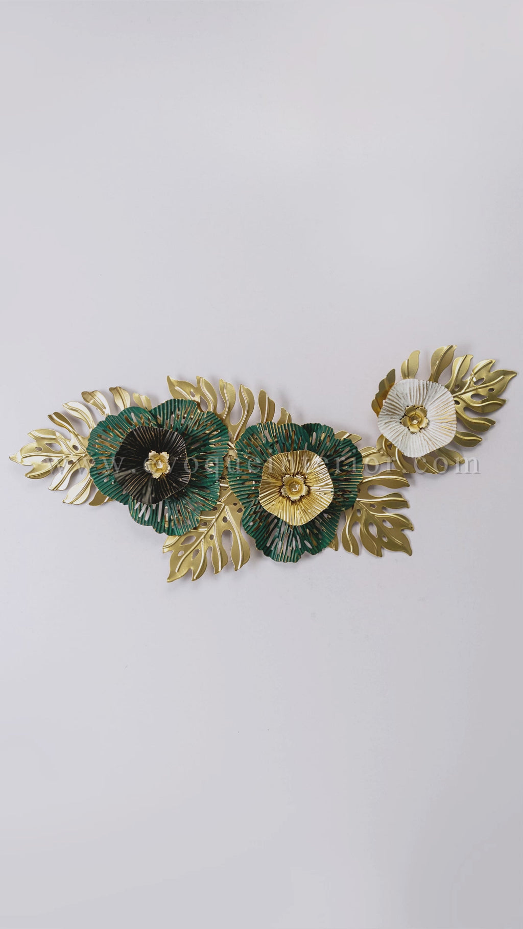 Gold & Green Botanical Metal Wall Art-WA5