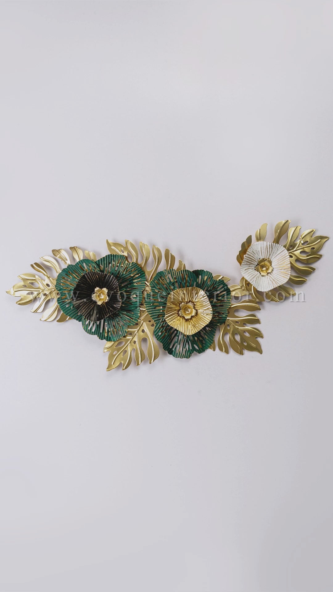 Gold & Green Botanical Metal Wall Art-WA5