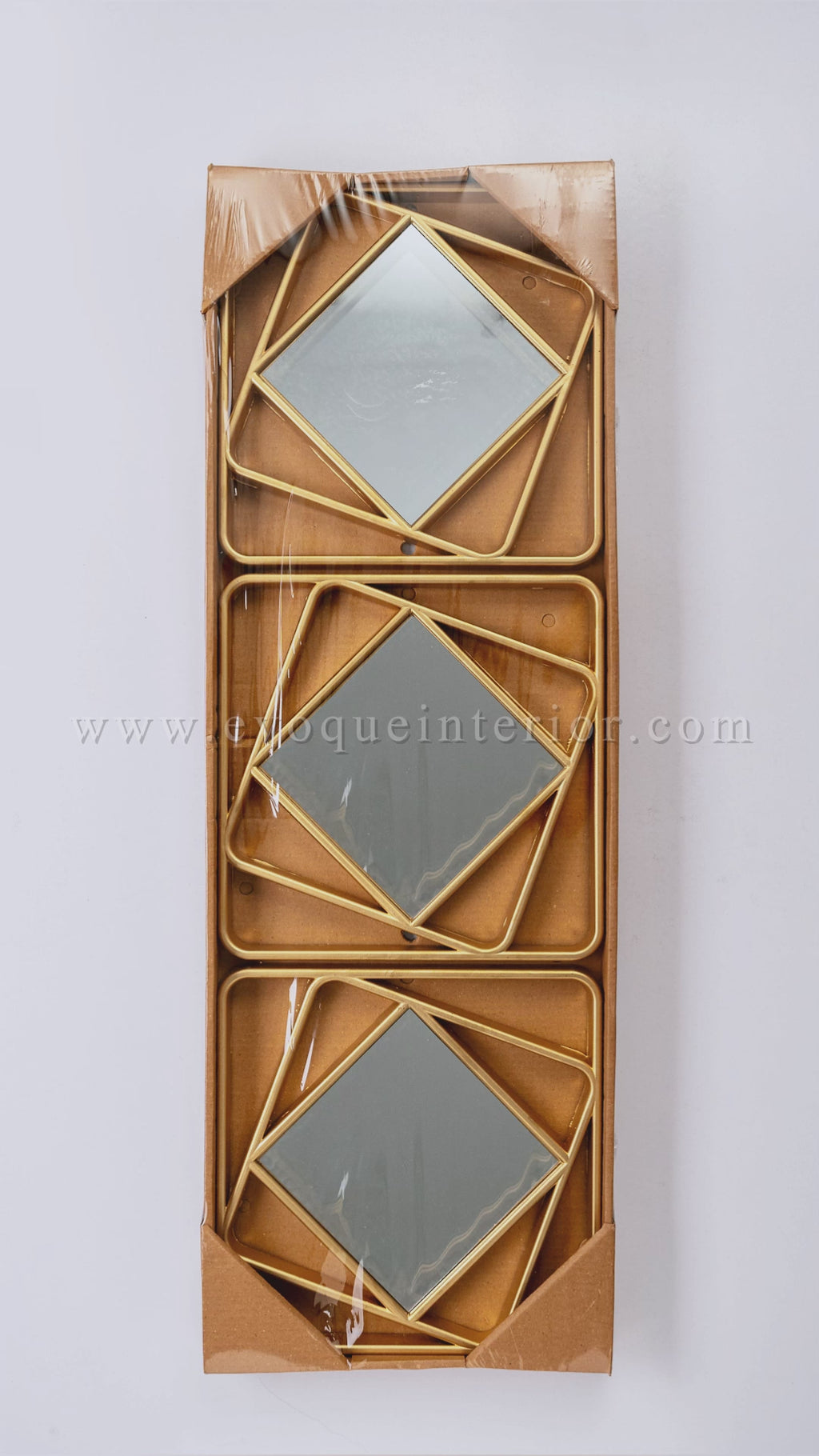 3 Geometric Gold Wall Mirrors-WM2