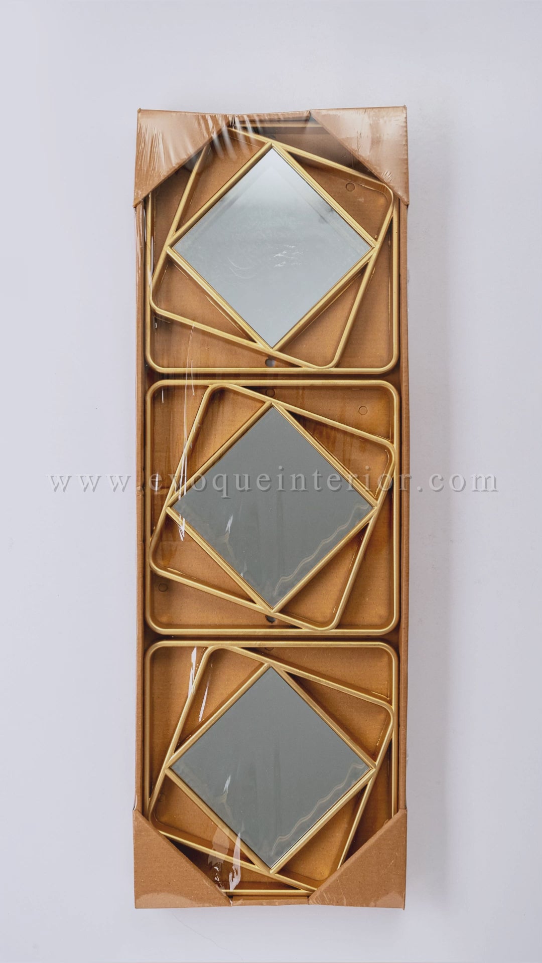 3 Geometric Gold Wall Mirrors-WM2